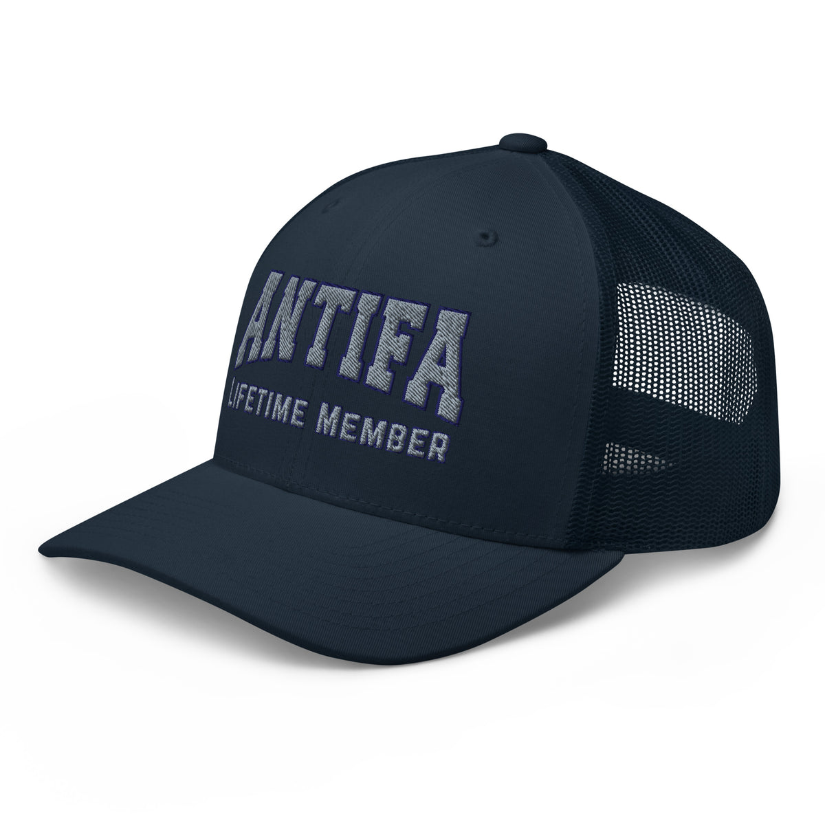 Antifa Lifetime Member Embroidered Trucker Hat | Anti-Fascist Statement Cap - Spinsterly Co