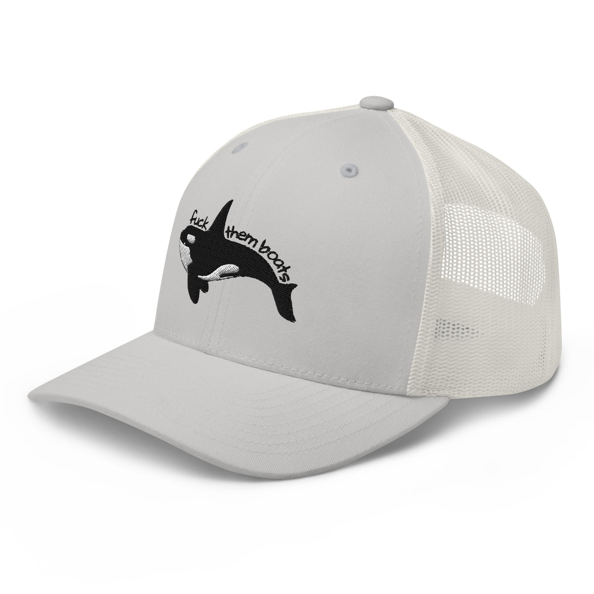 F*ck Them Boats Orca Embroidered Trucker Hat | Killer Whale Cap - Spinsterly Co