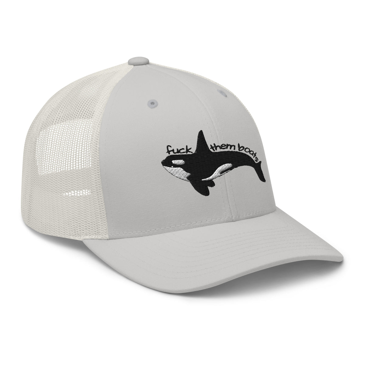 F*ck Them Boats Orca Embroidered Trucker Hat | Killer Whale Cap - Spinsterly Co