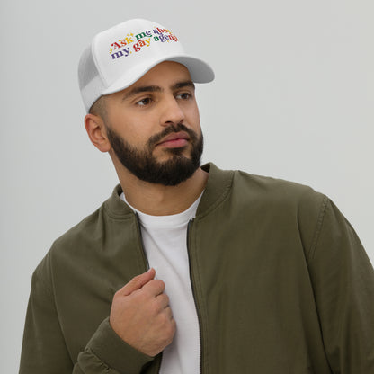 Ask Me About My Gay Agenda Trucker Hat | LGBTQIA+ Pride Cap - Spinsterly Co
