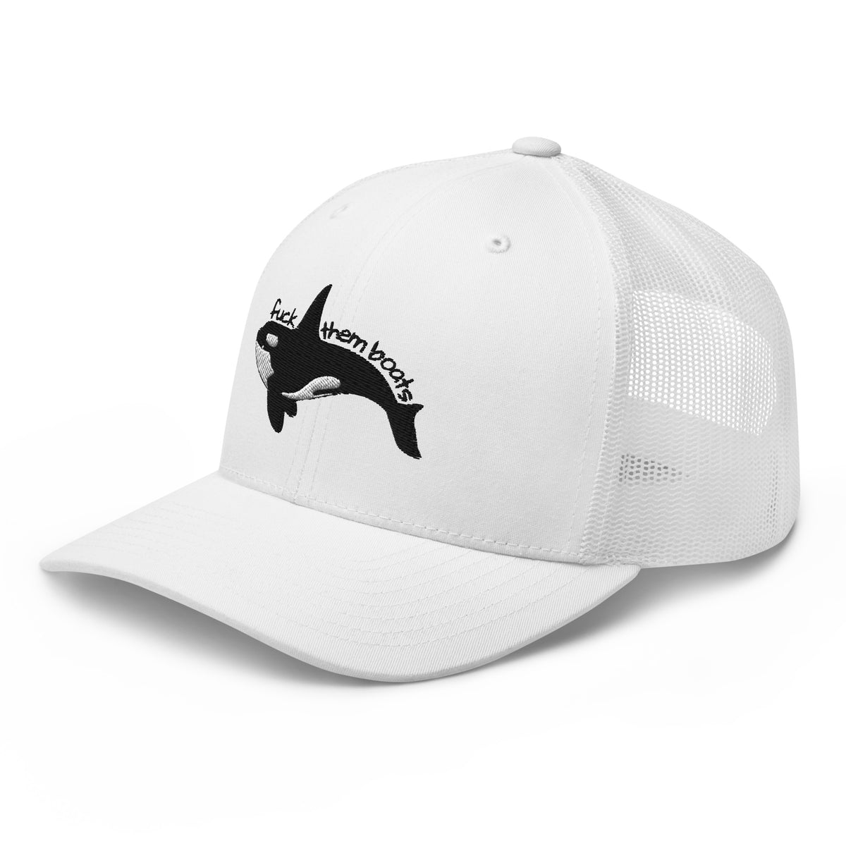 F*ck Them Boats Orca Embroidered Trucker Hat | Killer Whale Cap - Spinsterly Co