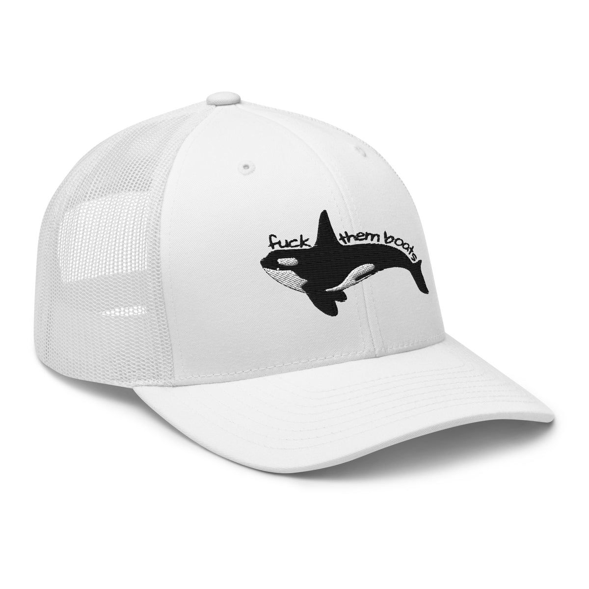 F*ck Them Boats Orca Embroidered Trucker Hat | Killer Whale Cap - Spinsterly Co