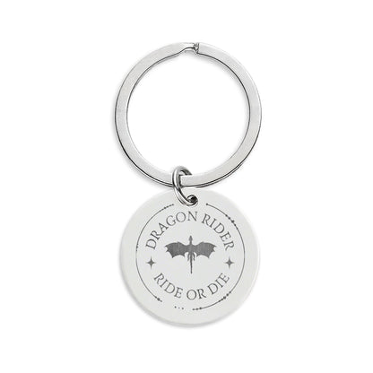 Ride or Die — Dragon Rider Keychain | Stainless Steel Engraved Charm - Spinsterly Co
