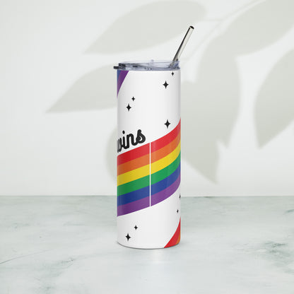 Love is Love Rainbow Pride Stainless Steel Tumbler with Straw | LGBTQIA+ Gift 20 oz - Spinsterly Co