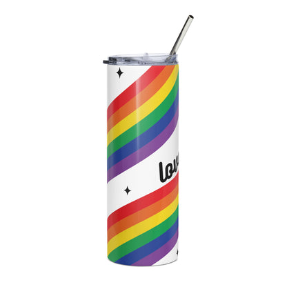 Love is Love Rainbow Pride Stainless Steel Tumbler with Straw | LGBTQIA+ Gift 20 oz - Spinsterly Co