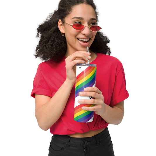 Love is Love Rainbow Pride Stainless Steel Tumbler with Straw | LGBTQIA+ Gift 20 oz - Spinsterly Co