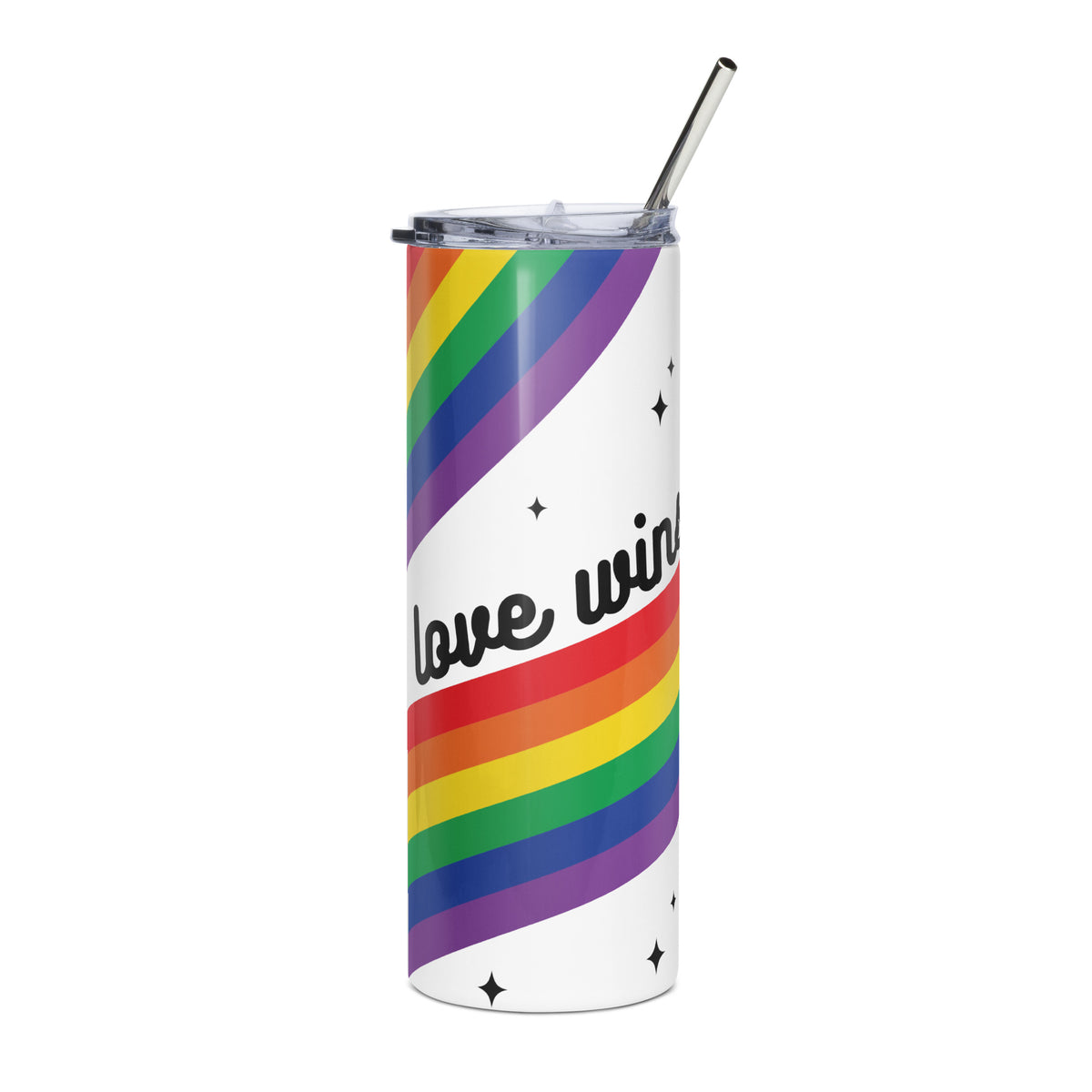 Love is Love Rainbow Pride Stainless Steel Tumbler with Straw | LGBTQIA+ Gift 20 oz - Spinsterly Co