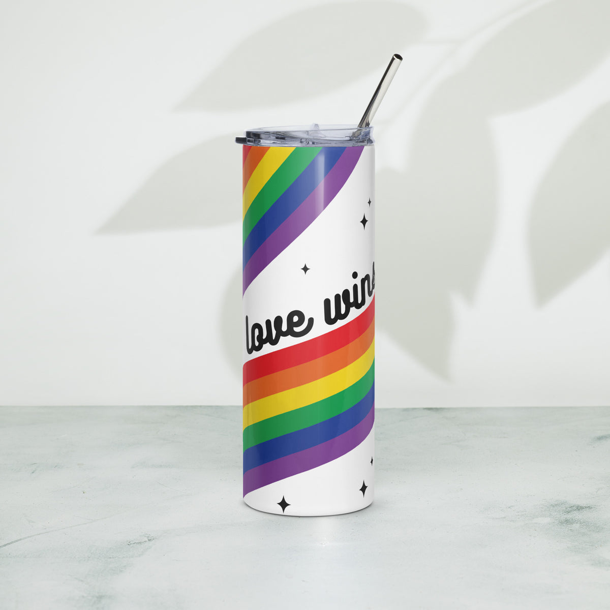 Love is Love Rainbow Pride Stainless Steel Tumbler with Straw | LGBTQIA+ Gift 20 oz - Spinsterly Co