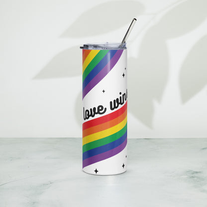 Love is Love Rainbow Pride Stainless Steel Tumbler with Straw | LGBTQIA+ Gift 20 oz - Spinsterly Co