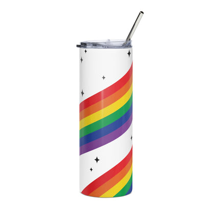 Love is Love Rainbow Pride Stainless Steel Tumbler with Straw | LGBTQIA+ Gift 20 oz - Spinsterly Co
