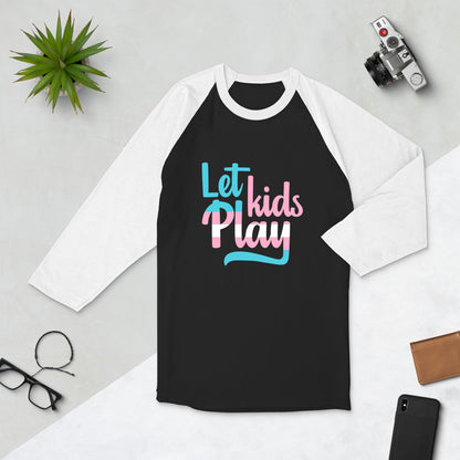Let Kids Play Raglan Shirt | Trans Pride Youth Sports Advocacy Baseball Tee - Spinsterly Co