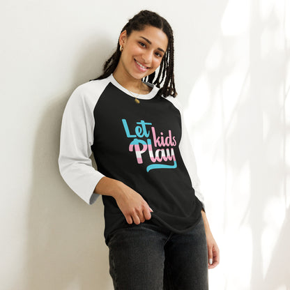 Let Kids Play Raglan Shirt | Trans Pride Youth Sports Advocacy Baseball Tee - Spinsterly Co