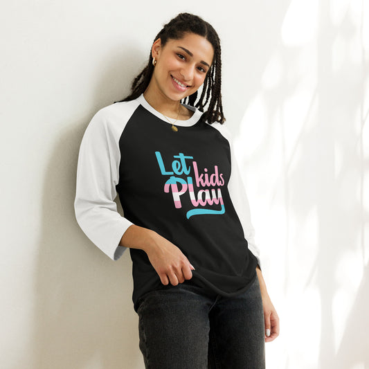 Let Kids Play Raglan Shirt | Trans Pride Youth Sports Advocacy Baseball Tee - Spinsterly Co