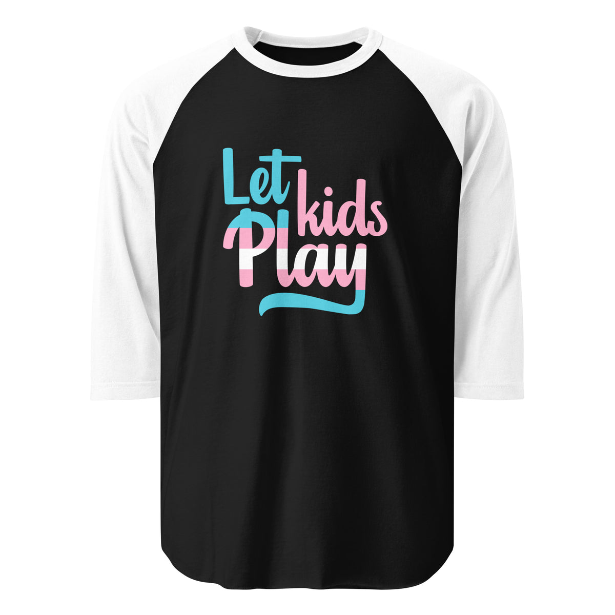 Let Kids Play Raglan Shirt | Trans Pride Youth Sports Advocacy Baseball Tee - Spinsterly Co