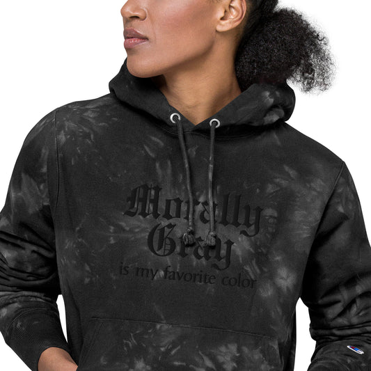 Morally Gray Is My Favorite Color Champion Tie-Dye Hoodie | Dark Romance Bookish Sweatshirt - Spinsterly Co