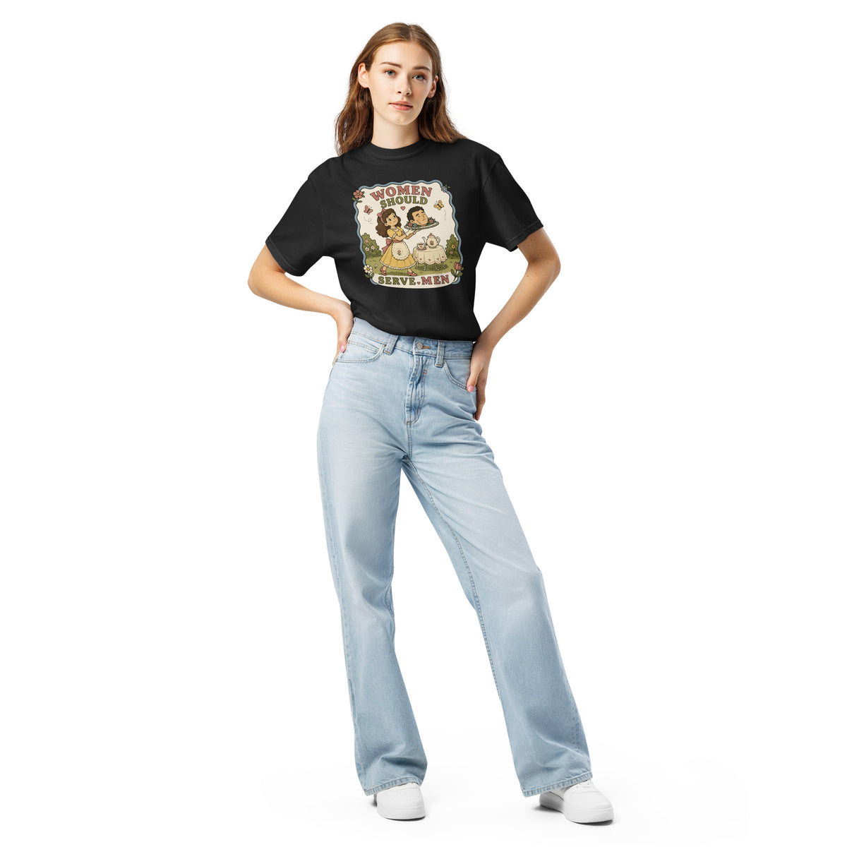 Women Must Serve Men Satirical Tee | Smash the Patriarchy Garment-Dyed Heavyweight Tee - Spinsterly Co
