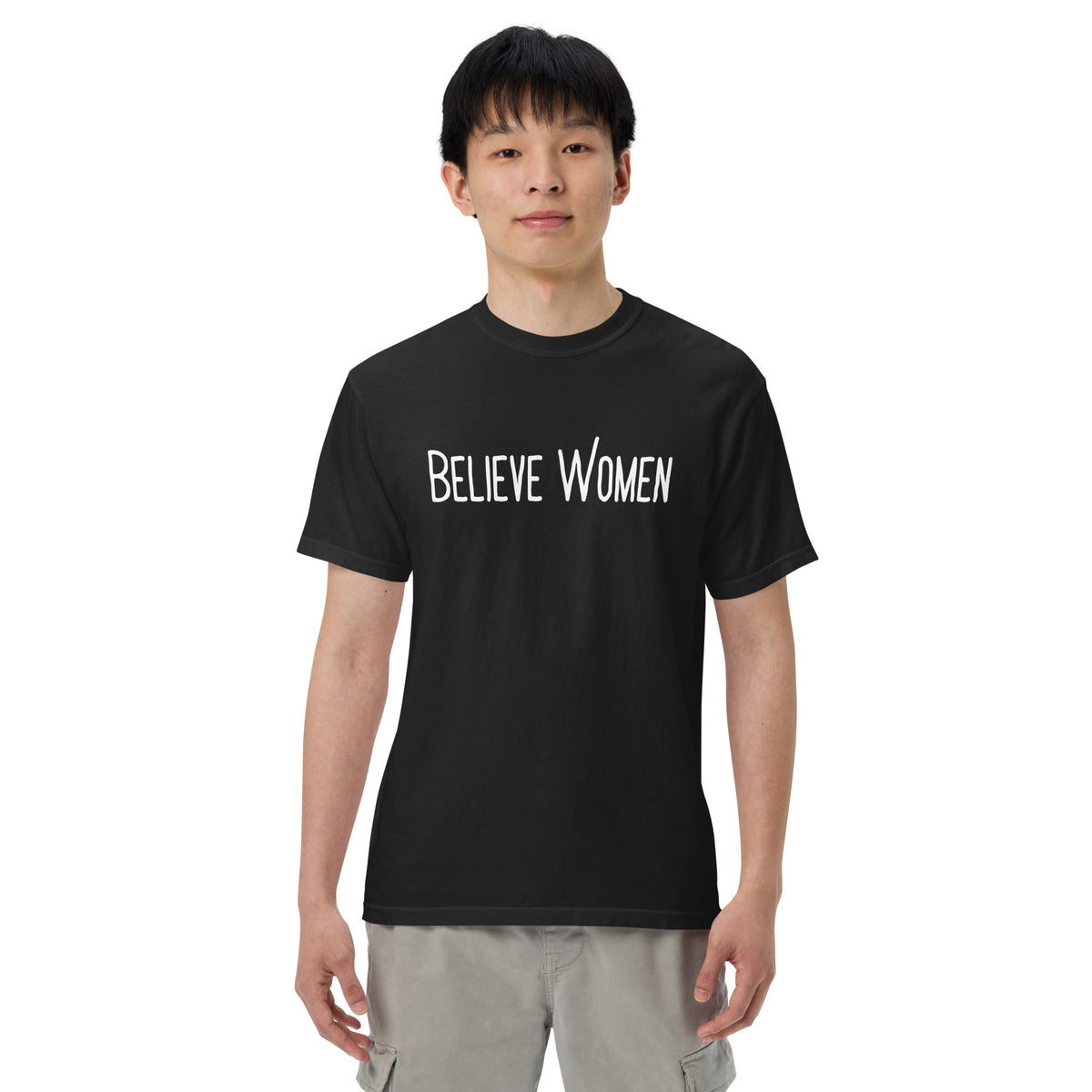 Believe Women T-Shirt | Feminist Statement Garment-Dyed Heavyweight Tee - Spinsterly Co