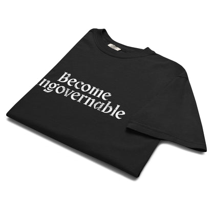 Become Ungovernable Heavyweight T-Shirt | Distressed Gothic Feminist Tee - Spinsterly Co