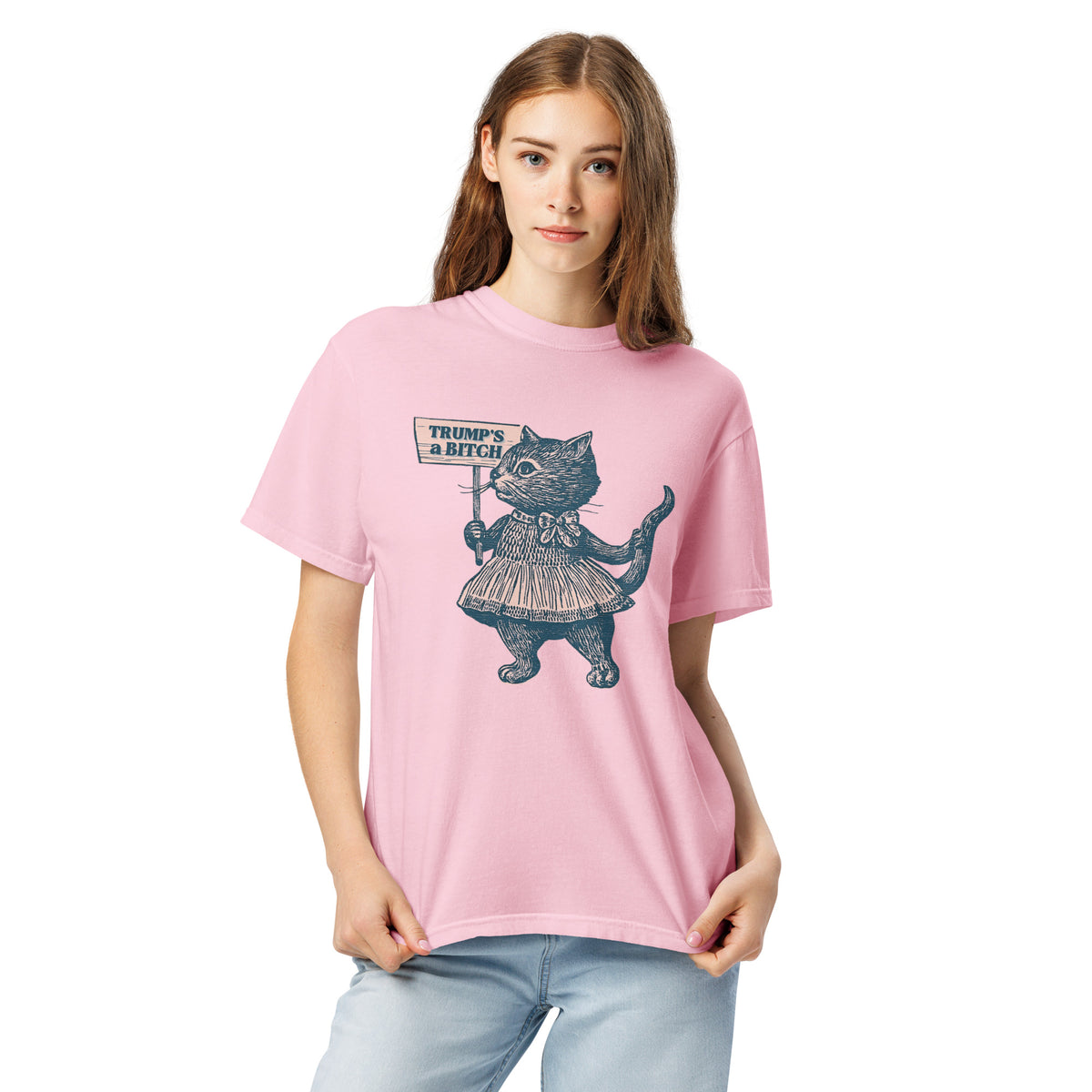 Trump's a Bitch Vintage Protest Cat T-Shirt | Anti-Trump Political Tee - Spinsterly Co