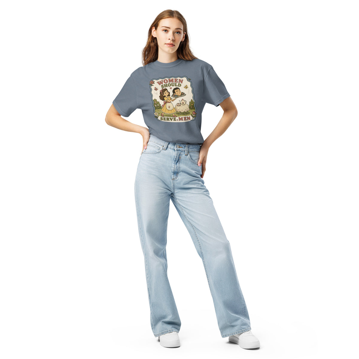 Women Must Serve Men Satirical Tee | Smash the Patriarchy Garment-Dyed Heavyweight Tee - Spinsterly Co