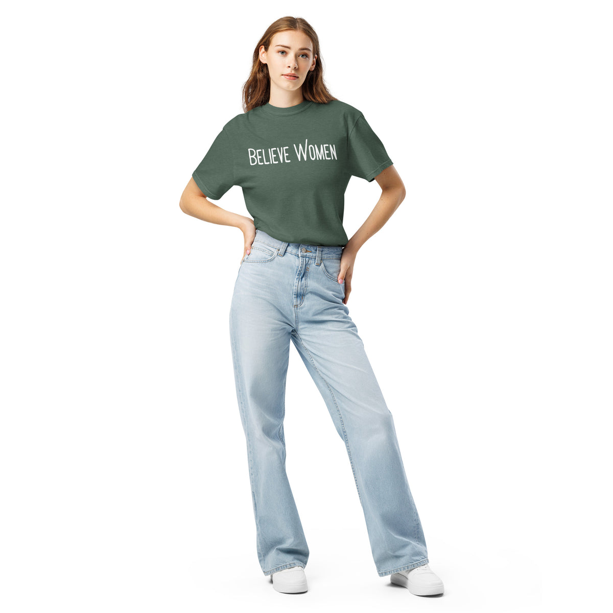 Believe Women T-Shirt | Feminist Statement Garment-Dyed Heavyweight Tee - Spinsterly Co