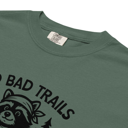 No Bad Trails Just Bad Knees Hiking Raccoon Garment-Dyed Heavyweight T-Shirt | Funny Hiking Gift S-4XL - Spinsterly Co
