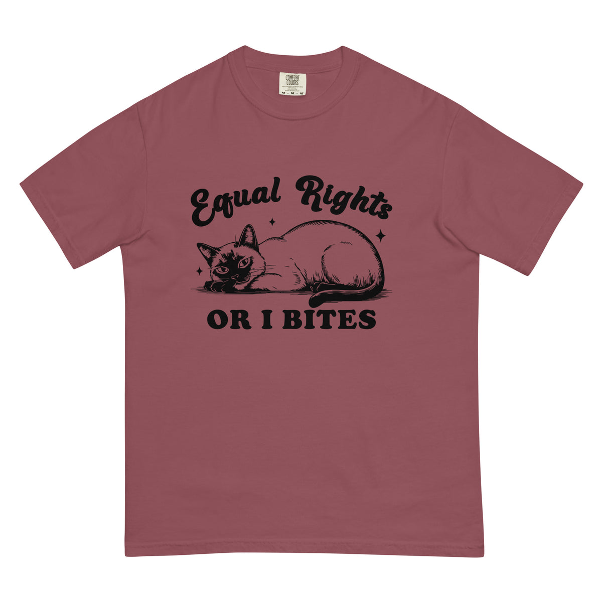 Equal Rights or I Bites Cat T-Shirt | Funny Feminist Garment-Dyed Heavyweight Tee - Spinsterly Co