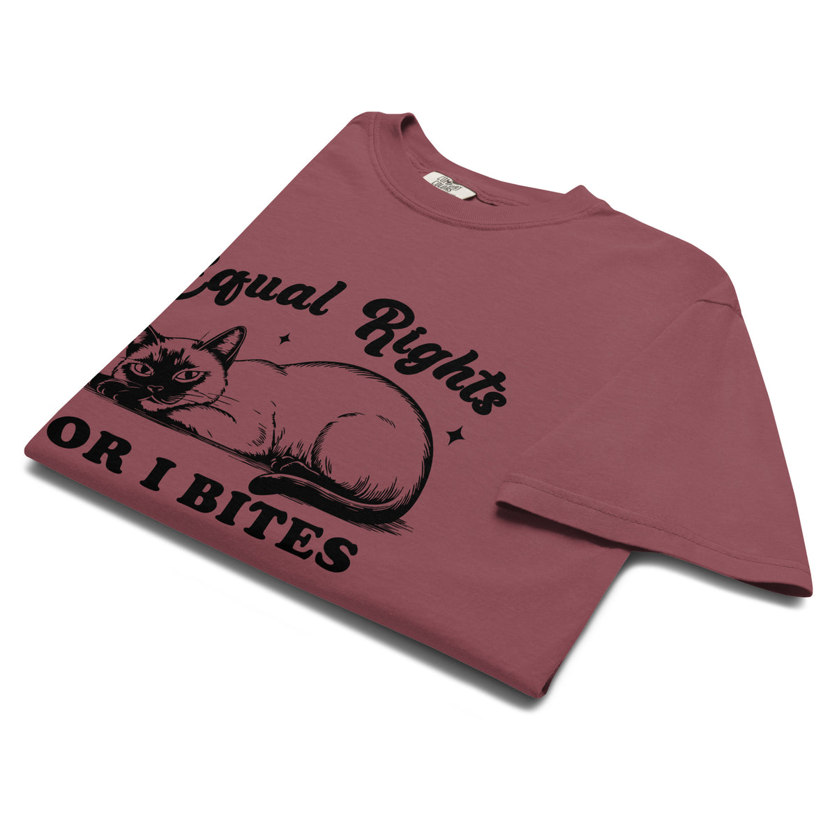 Equal Rights or I Bites Cat T-Shirt | Funny Feminist Garment-Dyed Heavyweight Tee - Spinsterly Co
