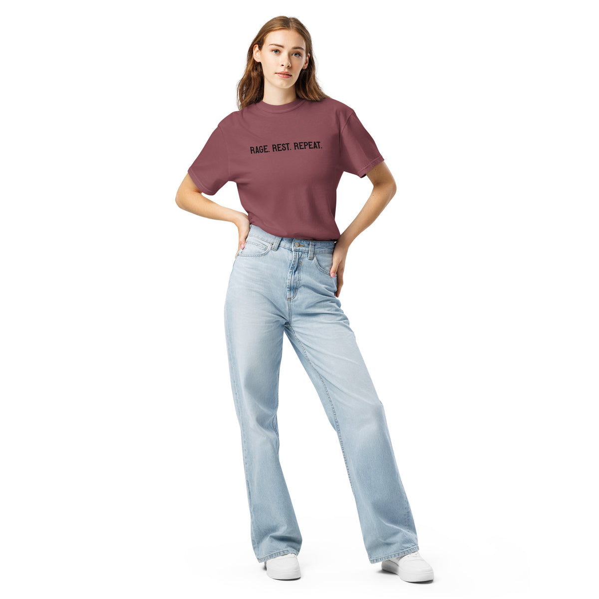 Rage. Rest. Repeat. — Feminist Slogan Garment-Dyed Heavyweight T-Shirt - Spinsterly Co