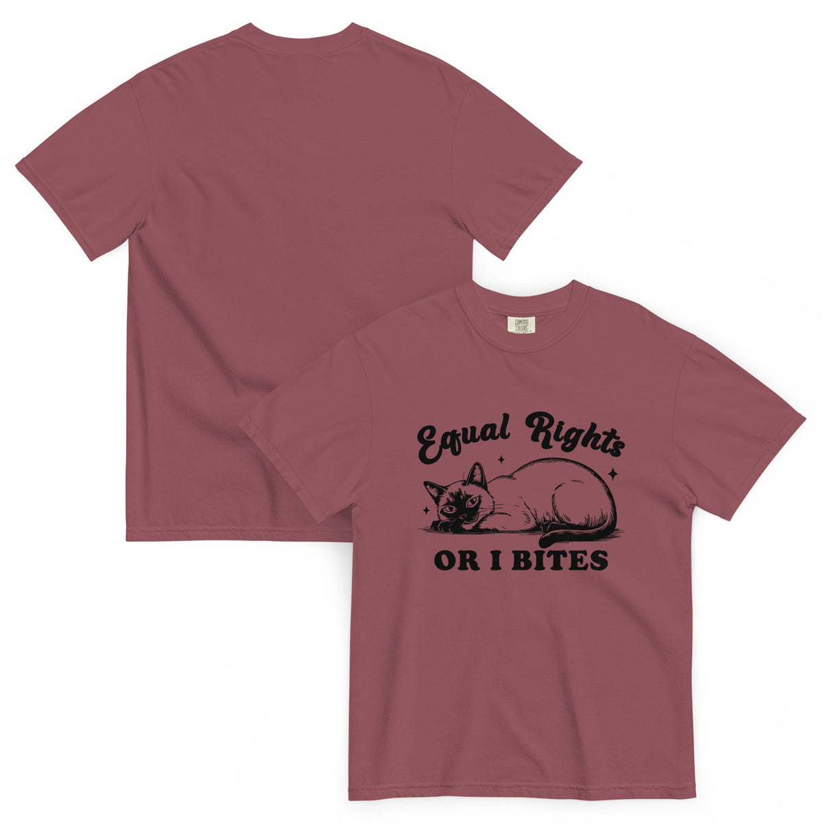Equal Rights or I Bites Cat T-Shirt | Funny Feminist Garment-Dyed Heavyweight Tee - Spinsterly Co