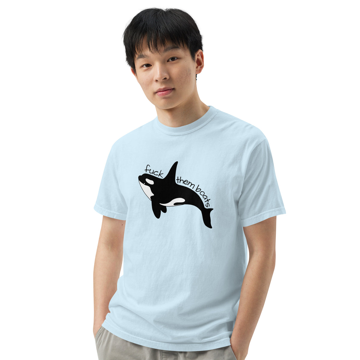 Fuck Them Boats Orca T-Shirt | Funny Orca Uprising Garment-Dyed Heavyweight Tee - Spinsterly Co
