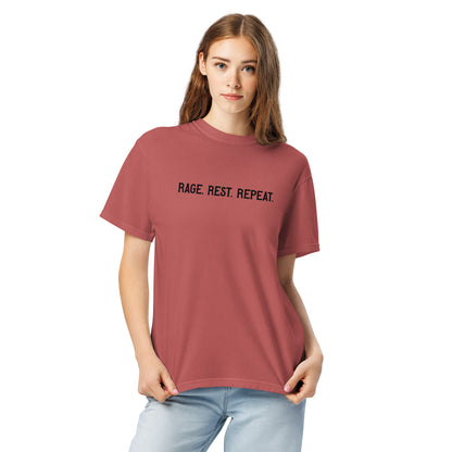 Rage. Rest. Repeat. — Feminist Slogan Garment-Dyed Heavyweight T-Shirt - Spinsterly Co