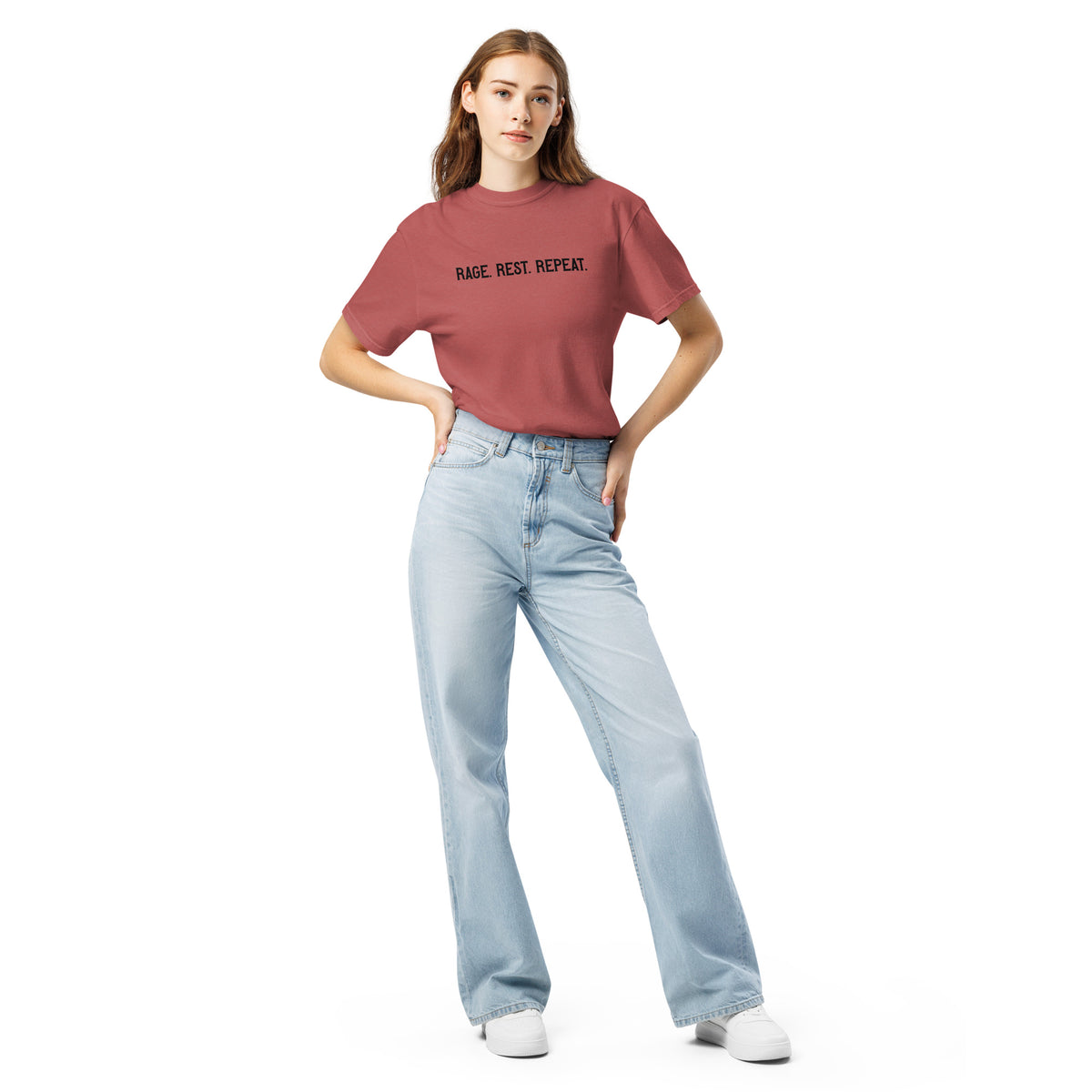 Rage. Rest. Repeat. — Feminist Slogan Garment-Dyed Heavyweight T-Shirt - Spinsterly Co