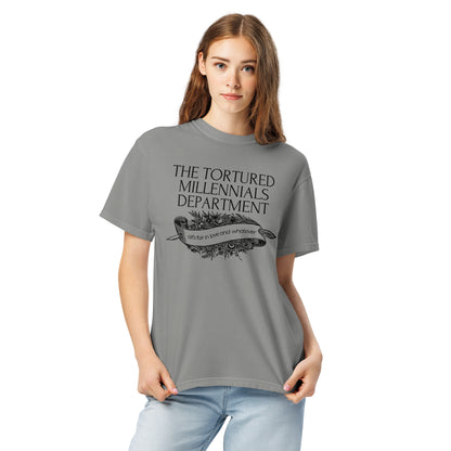 The Tortured Millennials Department T-Shirt | Millennial Humor Graphic Tee - Spinsterly Co
