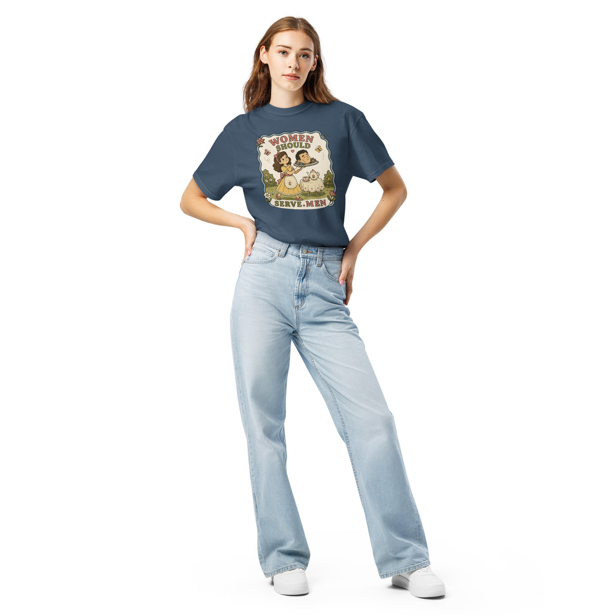 Women Must Serve Men Satirical Tee | Smash the Patriarchy Garment-Dyed Heavyweight Tee - Spinsterly Co