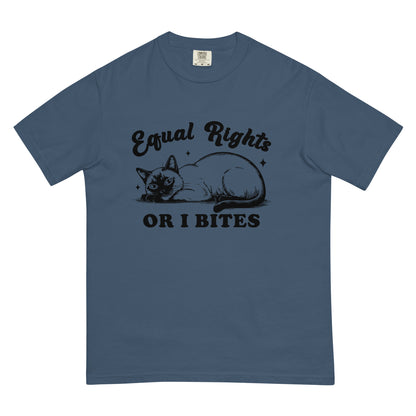 Equal Rights or I Bites Cat T-Shirt | Funny Feminist Garment-Dyed Heavyweight Tee - Spinsterly Co