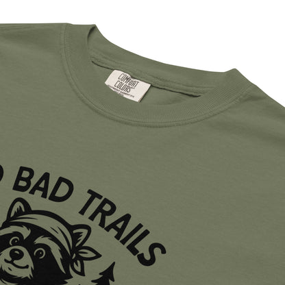 No Bad Trails Just Bad Knees Hiking Raccoon Garment-Dyed Heavyweight T-Shirt | Funny Hiking Gift S-4XL - Spinsterly Co