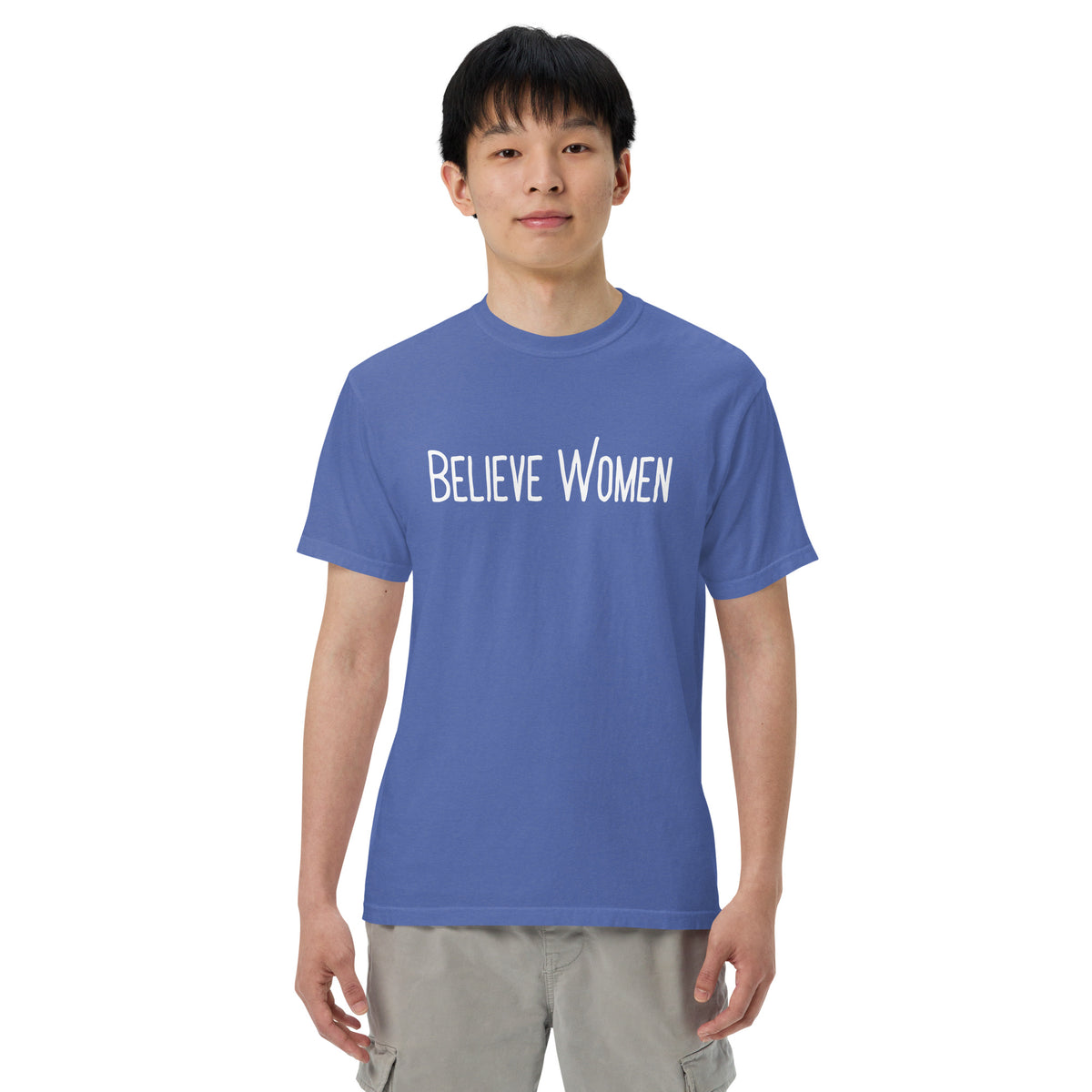 Believe Women T-Shirt | Feminist Statement Garment-Dyed Heavyweight Tee - Spinsterly Co