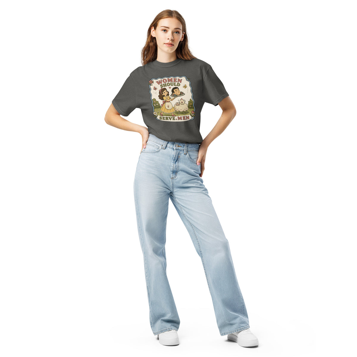 Women Must Serve Men Satirical Tee | Smash the Patriarchy Garment-Dyed Heavyweight Tee - Spinsterly Co