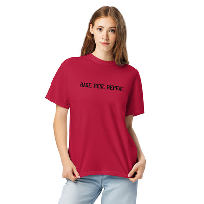 Rage. Rest. Repeat. — Feminist Slogan Garment-Dyed Heavyweight T-Shirt - Spinsterly Co