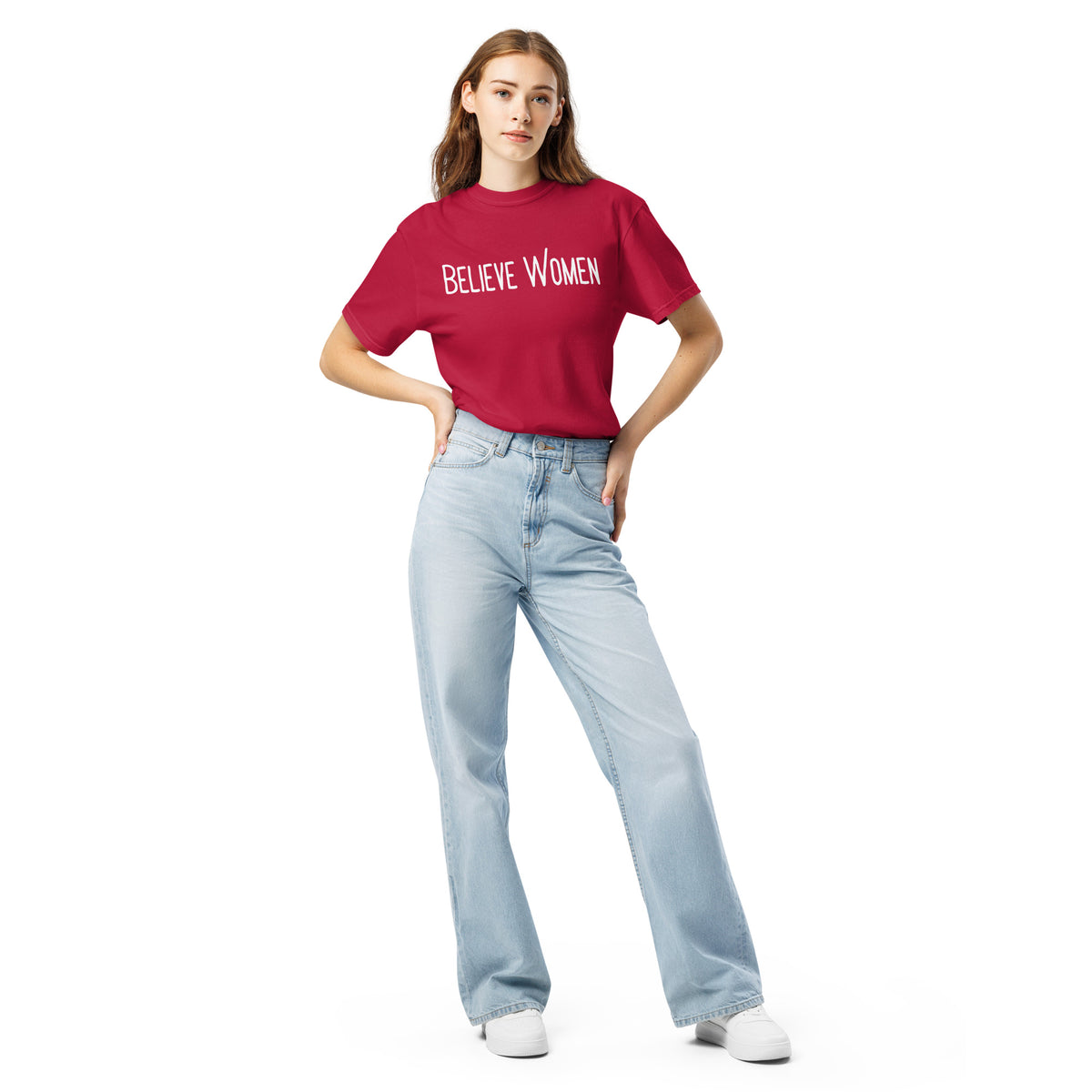 Believe Women T-Shirt | Feminist Statement Garment-Dyed Heavyweight Tee - Spinsterly Co