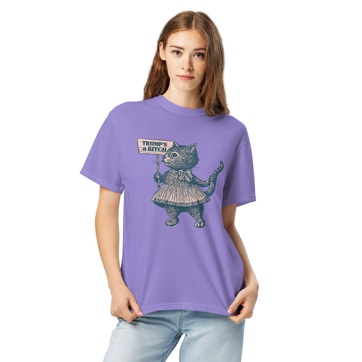 Trump's a Bitch Vintage Protest Cat T-Shirt | Anti-Trump Political Tee - Spinsterly Co