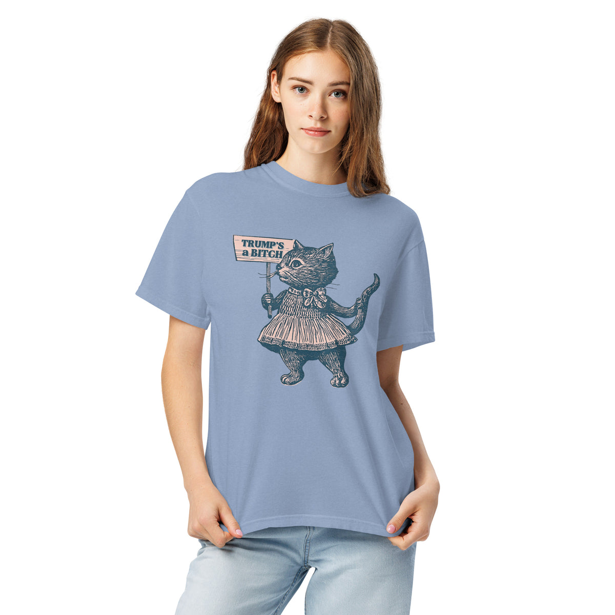 Trump's a Bitch Vintage Protest Cat T-Shirt | Anti-Trump Political Tee - Spinsterly Co