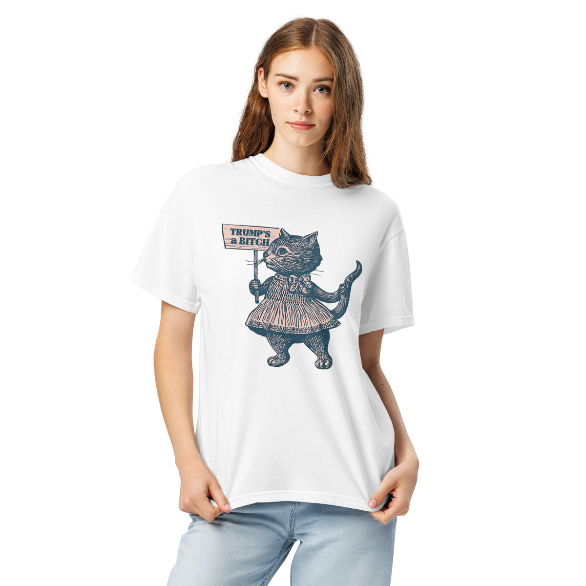 Trump's a Bitch Vintage Protest Cat T-Shirt | Anti-Trump Political Tee - Spinsterly Co