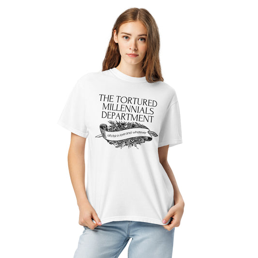 The Tortured Millennials Department T-Shirt | Millennial Humor Graphic Tee - Spinsterly Co