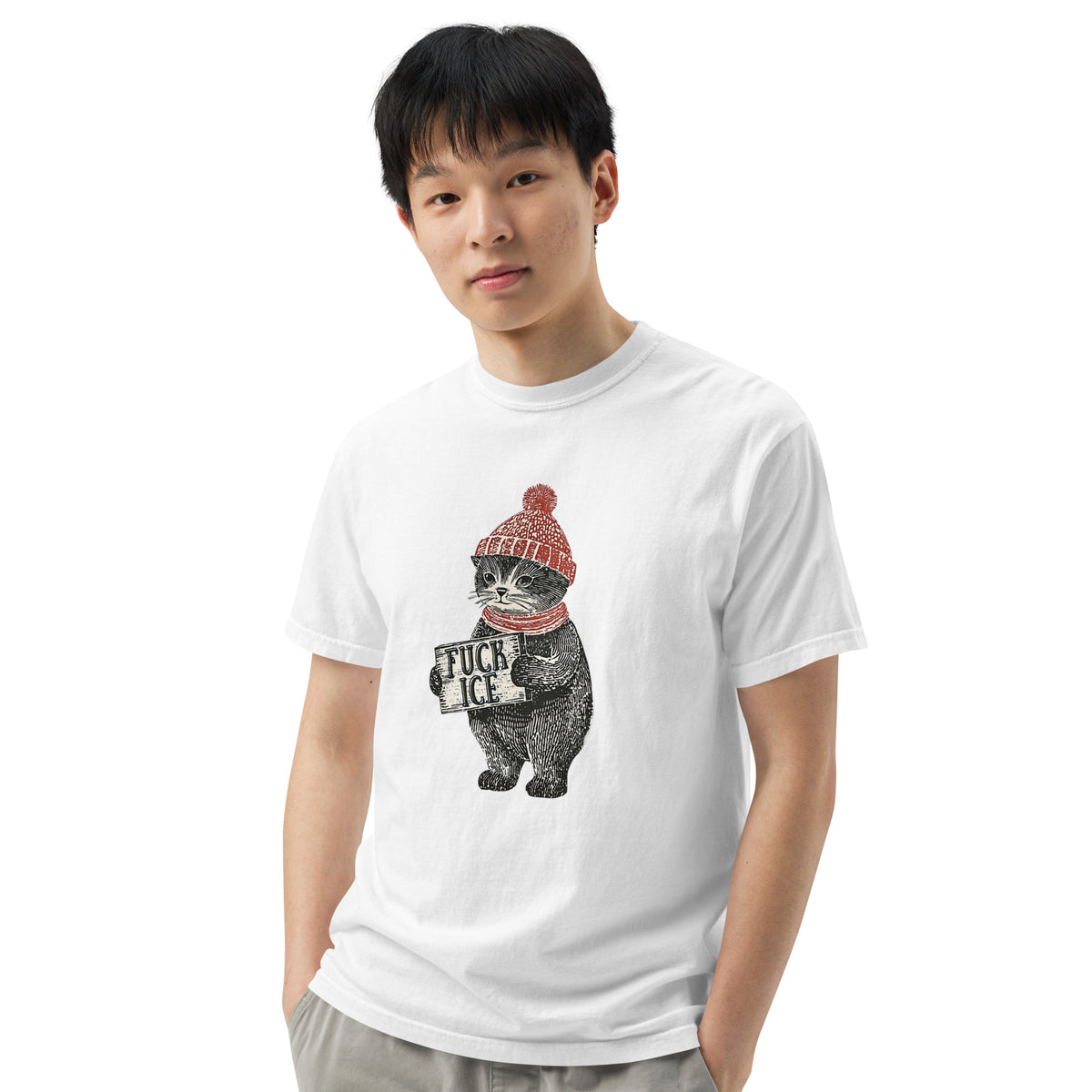 F*ck ICE Vintage Protest Kitten T-Shirt | Anti-ICE Political Tee - Spinsterly Co
