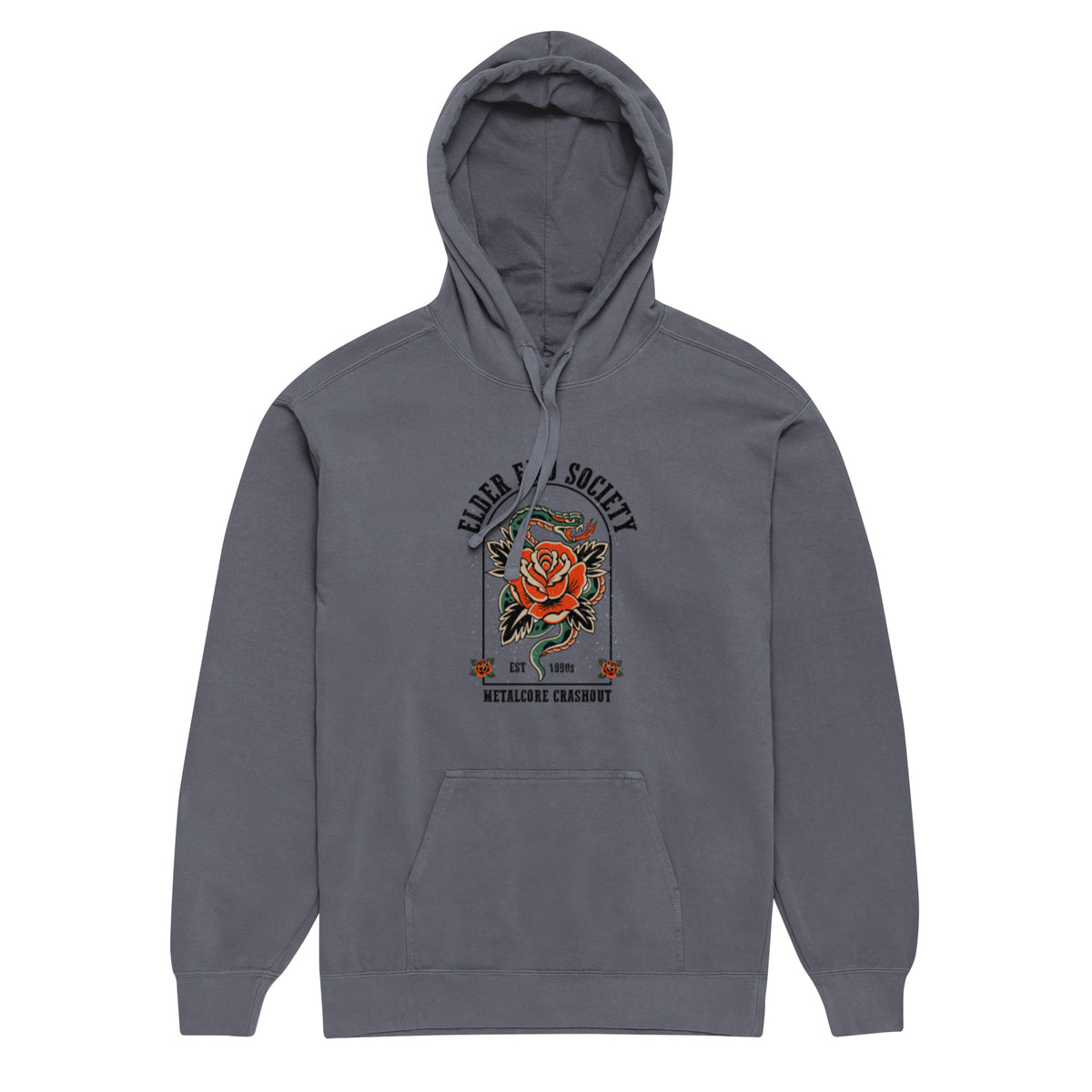 Elder Emo Society Hoodie | Metalcore Crashout Garment-Dyed Sweatshirt - Spinsterly Co