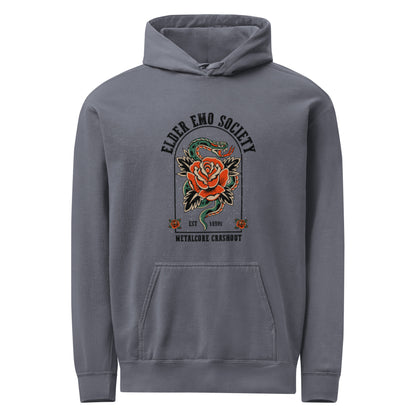Elder Emo Society Hoodie | Metalcore Crashout Garment-Dyed Sweatshirt - Spinsterly Co