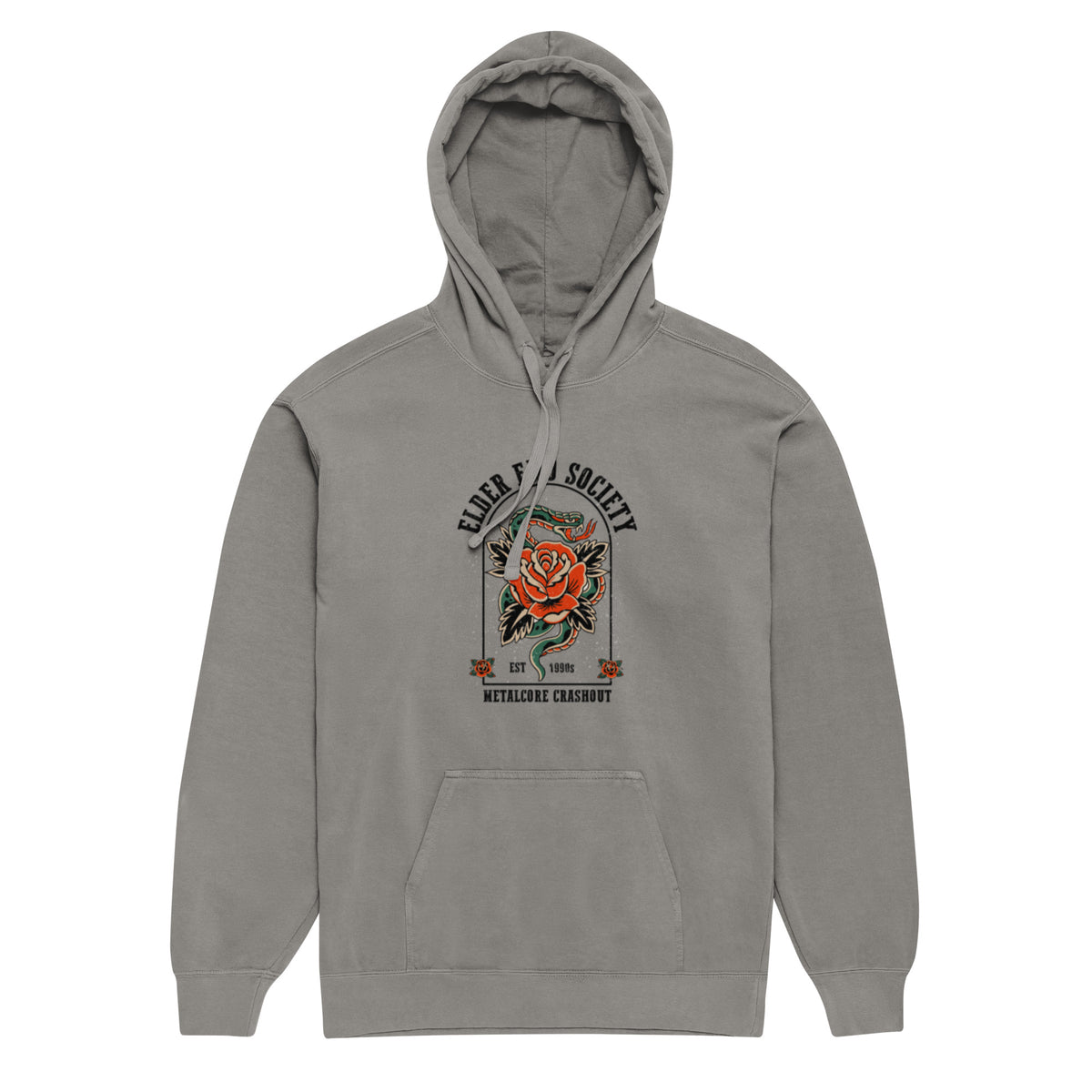 Elder Emo Society Hoodie | Metalcore Crashout Garment-Dyed Sweatshirt - Spinsterly Co
