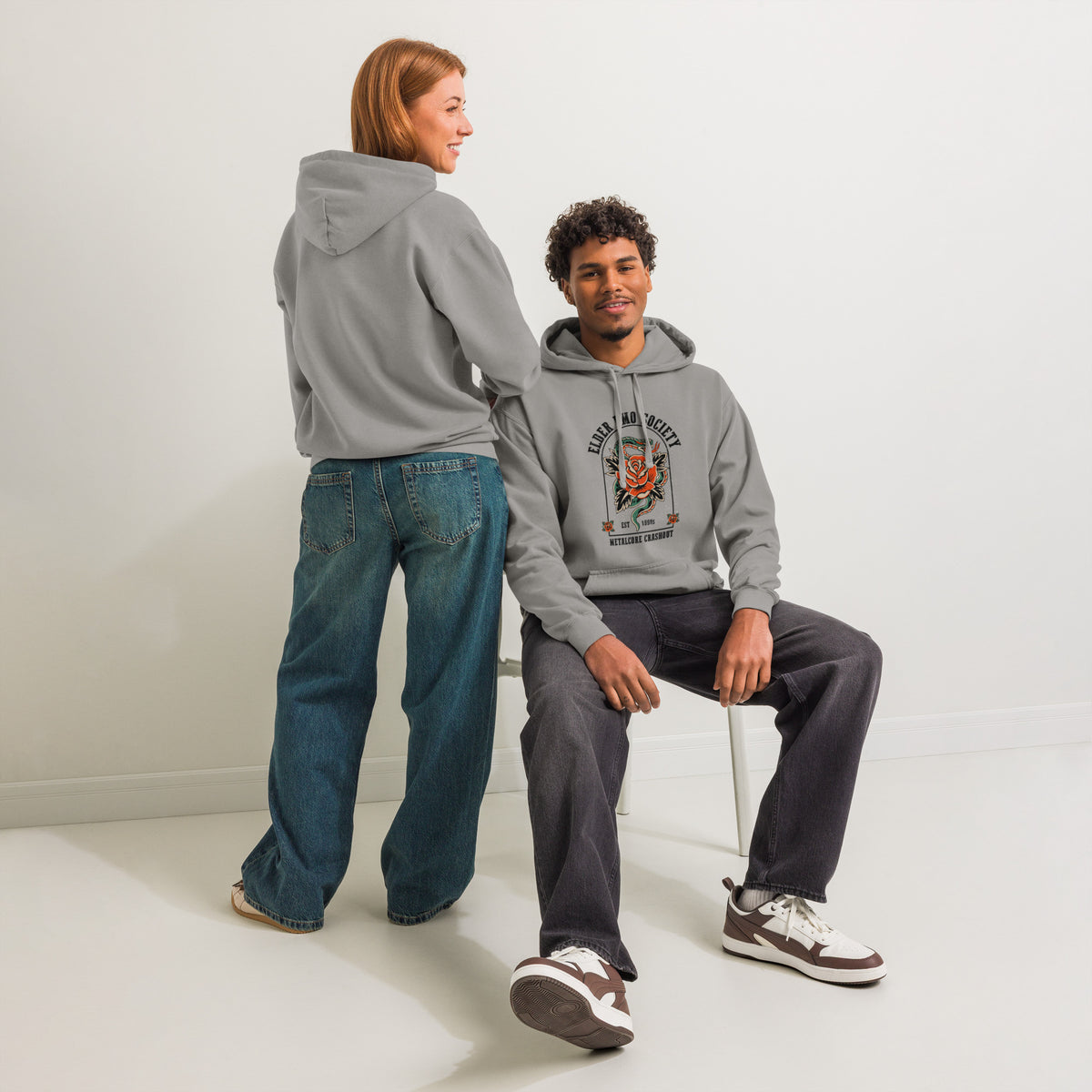 Elder Emo Society Hoodie | Metalcore Crashout Garment-Dyed Sweatshirt - Spinsterly Co